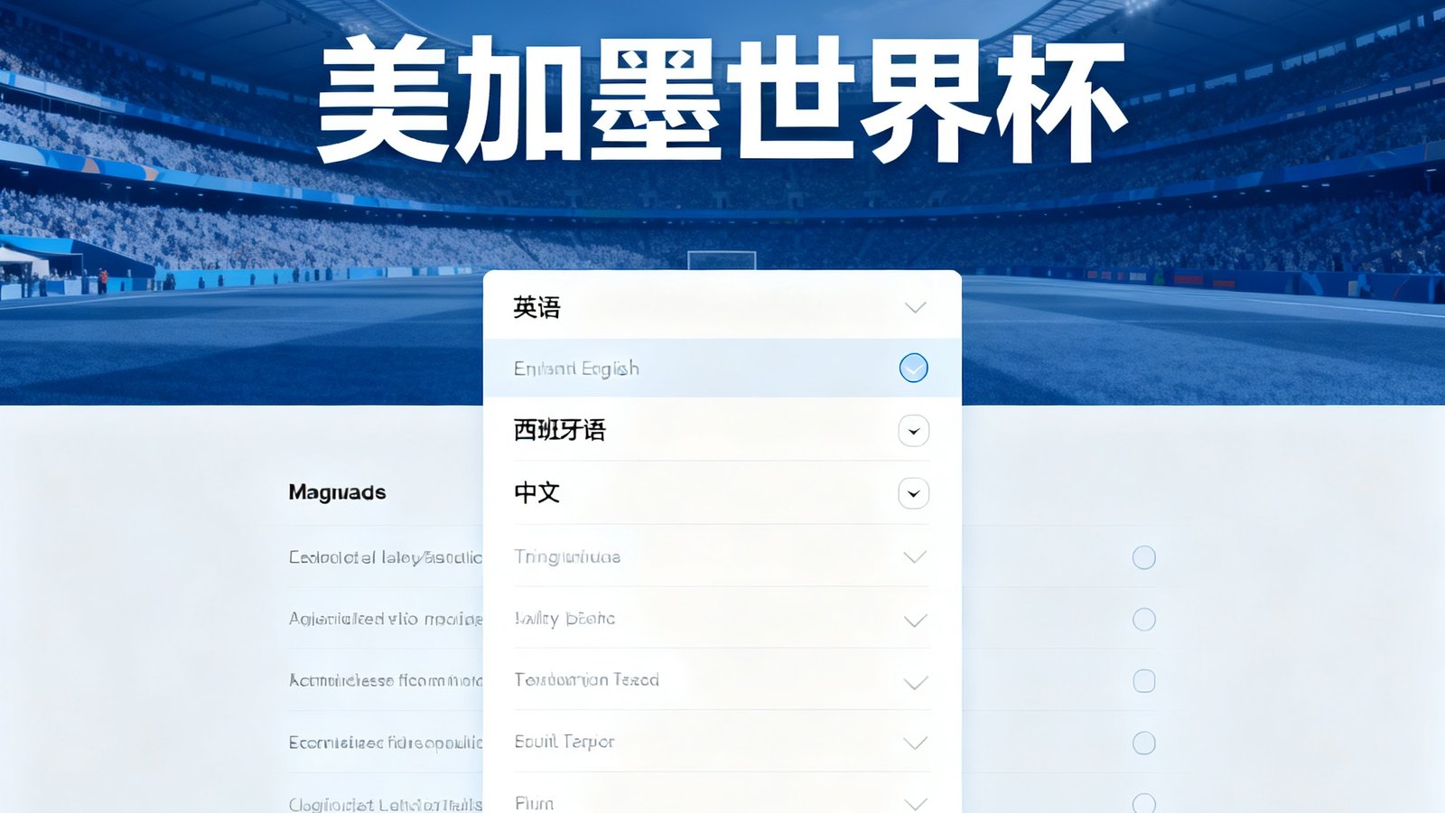 美加墨世界杯专题页新增多语言功能支持英语西班牙语和中文
